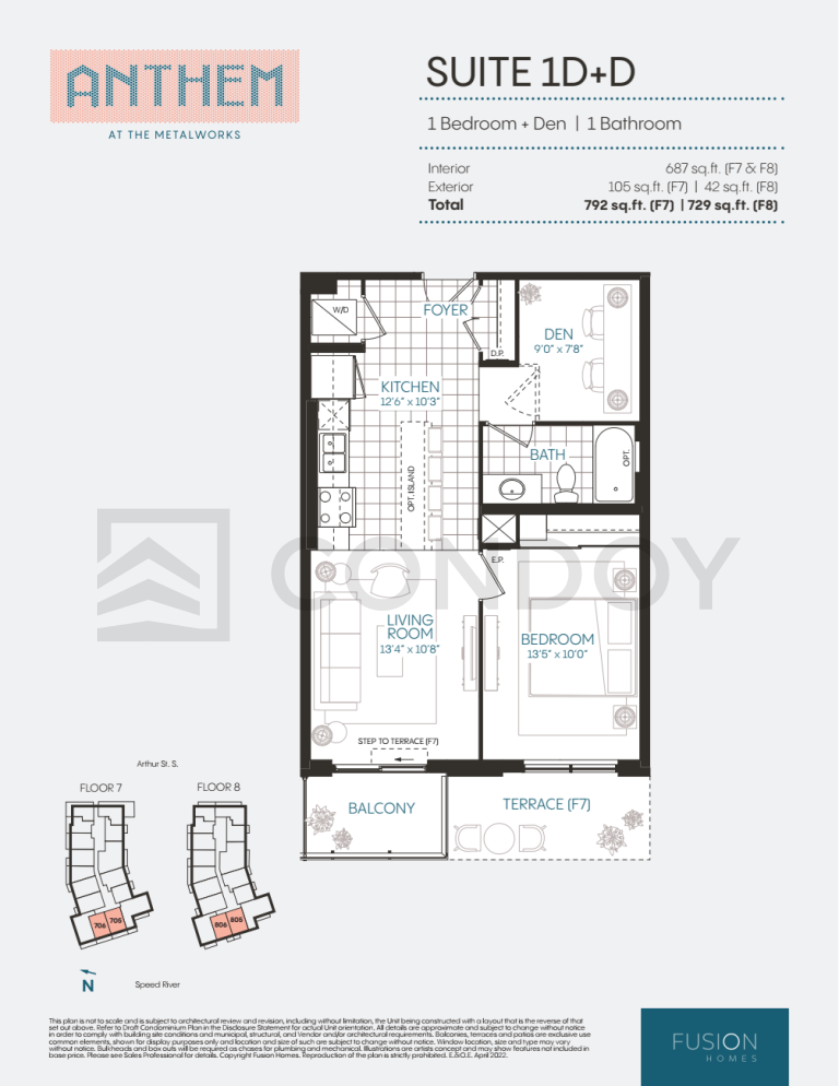 Anthem at The Metalworks Condos Floor Plan 1D+D