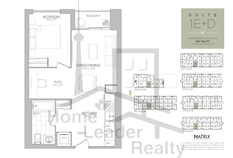 Westgate-on-Main-Condos-Model-1E+D-floorplan