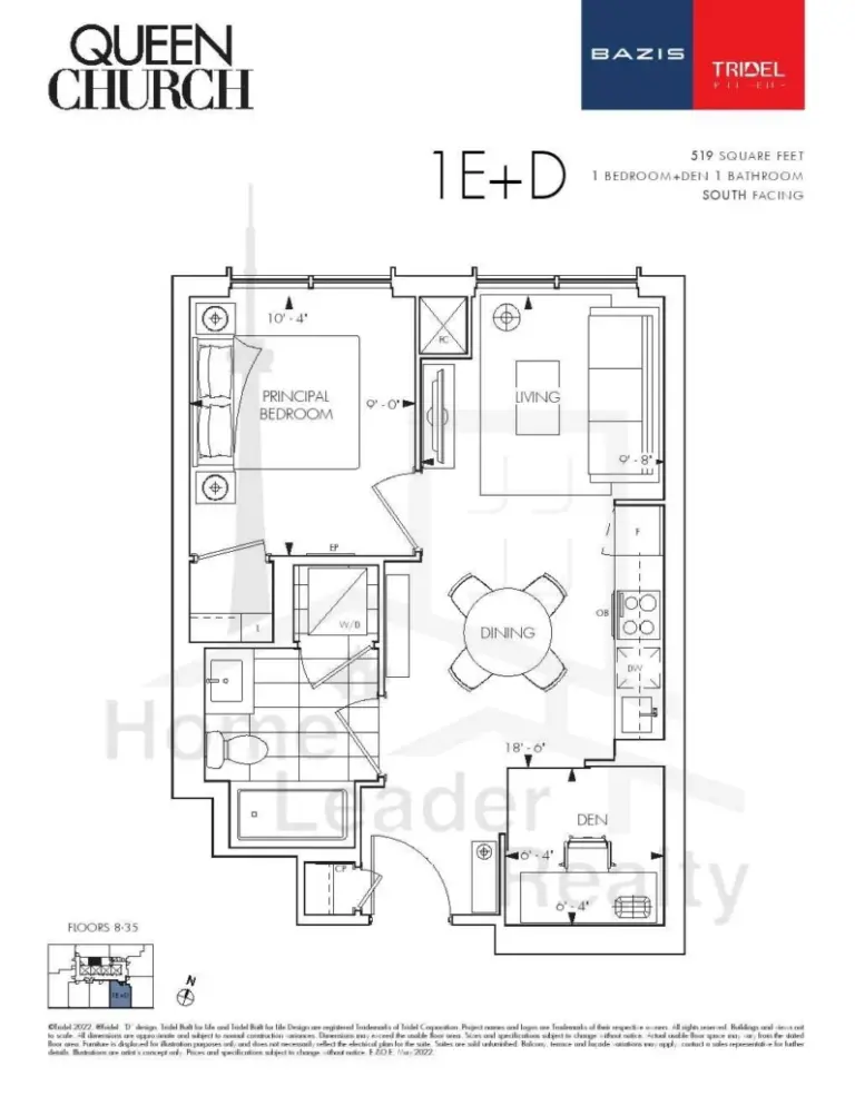 Queen-Church-Condo-1E+D-floorplan