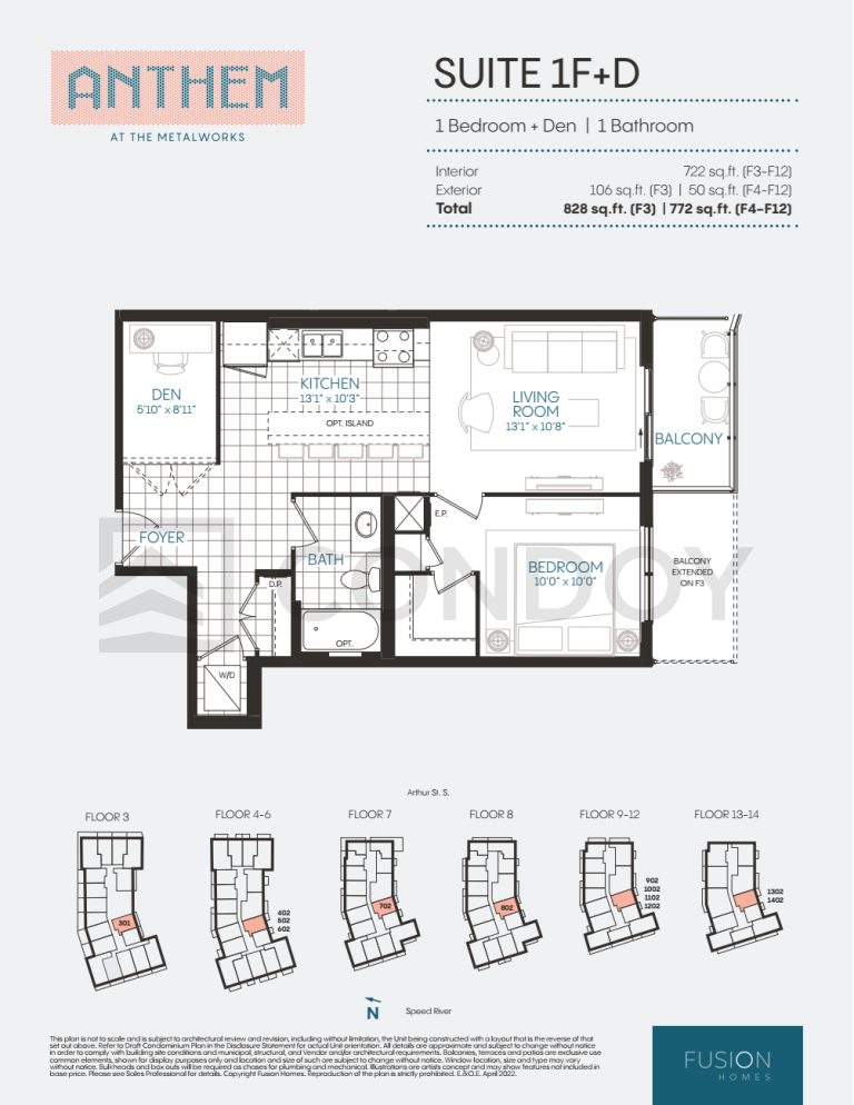 Anthem at The Metalworks Condos Floor Plan 1F+D