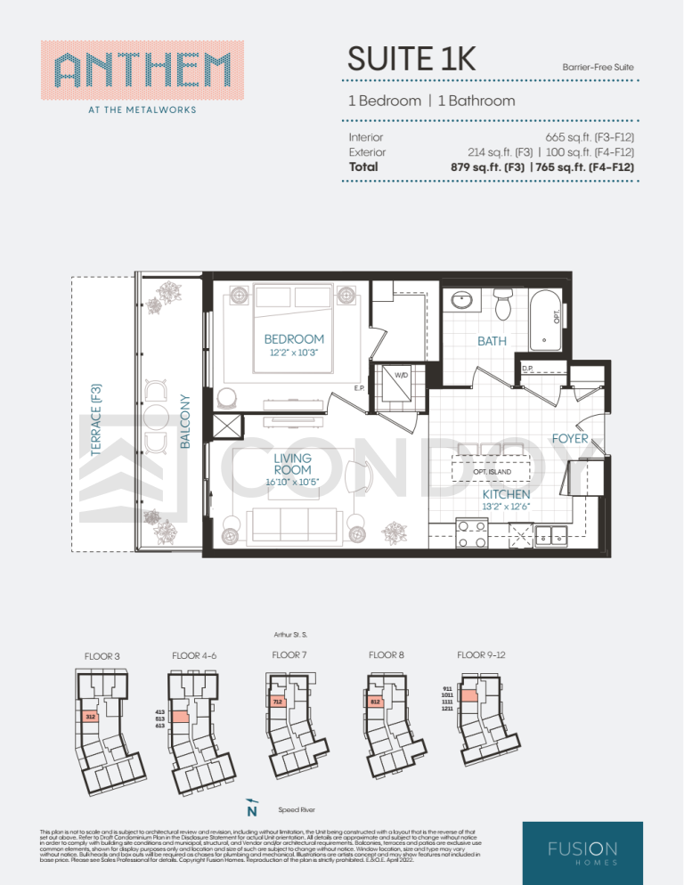 Anthem at The Metalworks Condos Floor Plan 1K