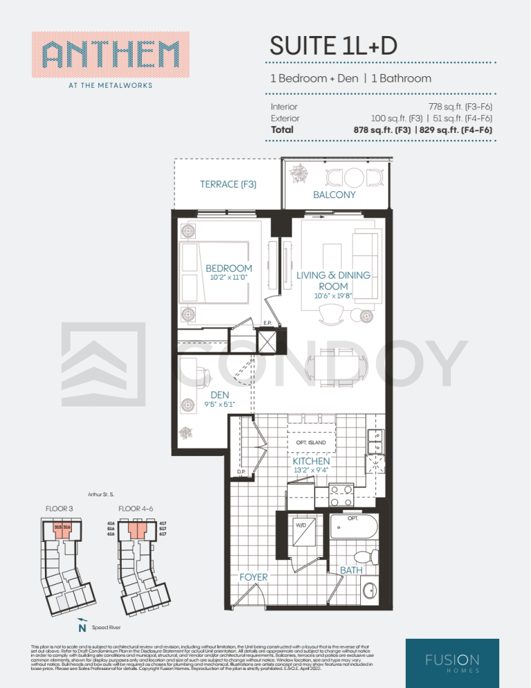 Anthem at The Metalworks Condos Floor Plan 1L+D