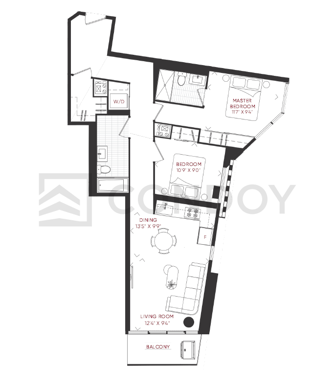 Junction Point Condos 2B_H Model Floor plan