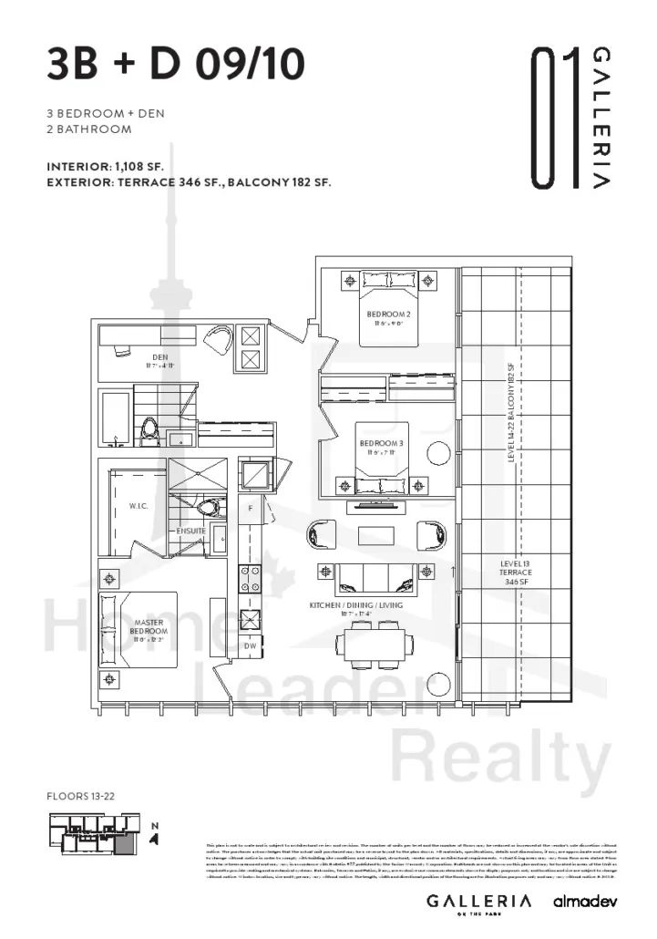 Galleria-on-the-Park-Condos-Model-3B+D09/10-floorplan