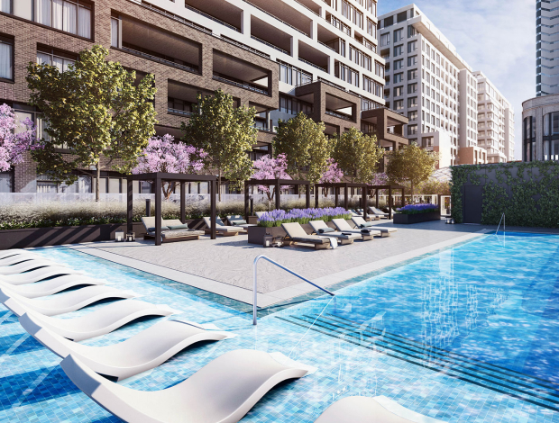 The Well Condos - Outdoor-Pool-Terrace-with-Patio-Chaise-Loungers
