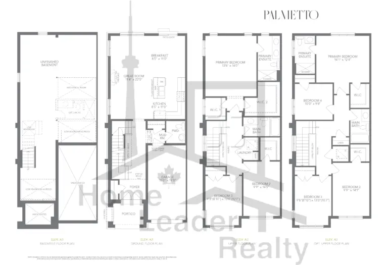 Palmetto North Oshawa-Living-Cameron-CORNER ELEV-A3-Floor-Plan