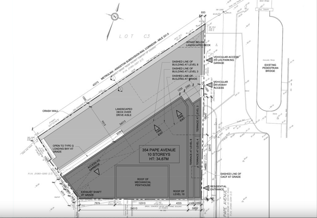 354 Pape Avenue Condos Aerial View of Site Plan