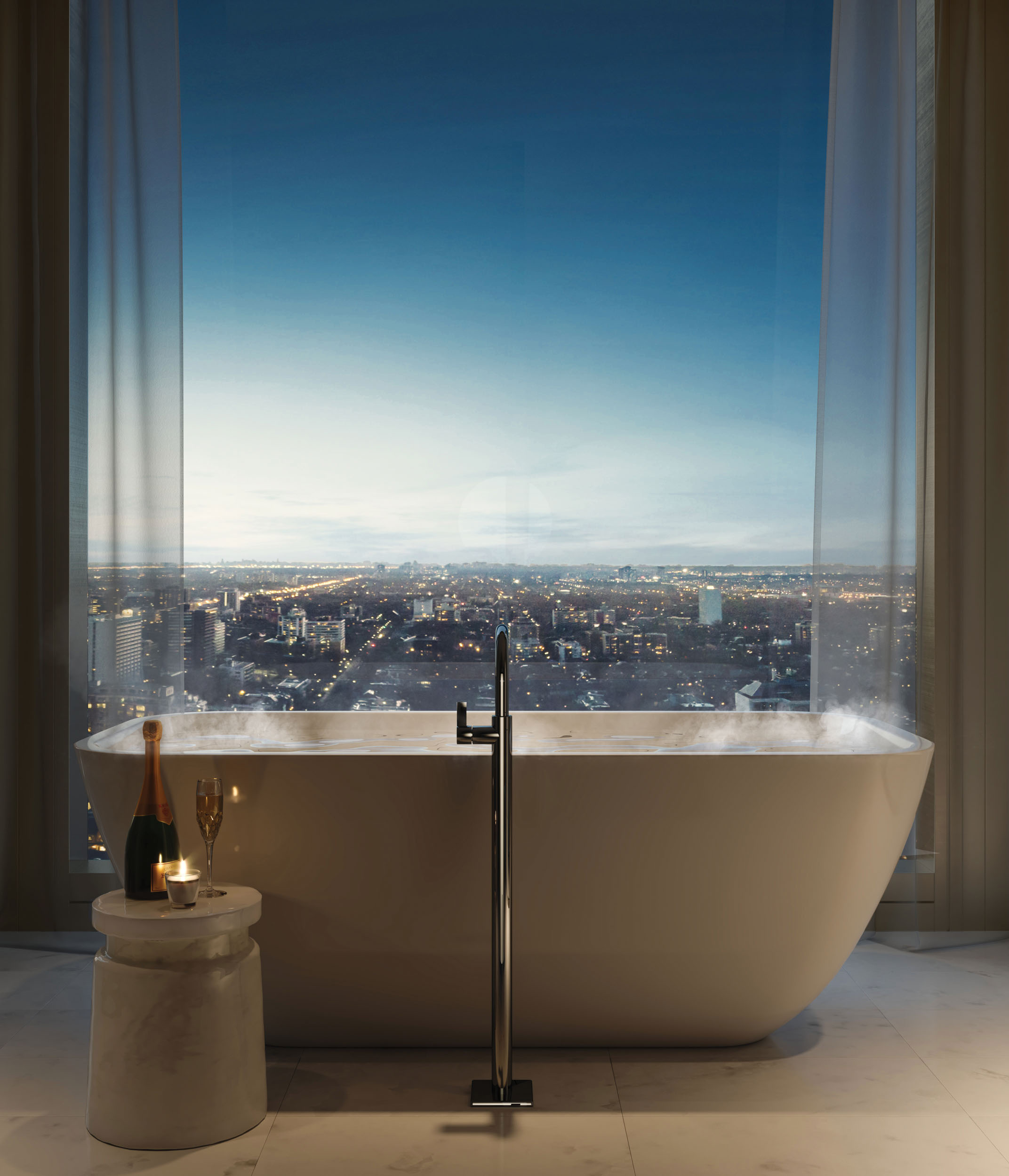 50 Scollard Condos Bathroom Tub Dusk
