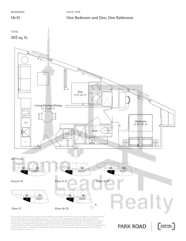 Park Road Condos - 1A+D - floorplan