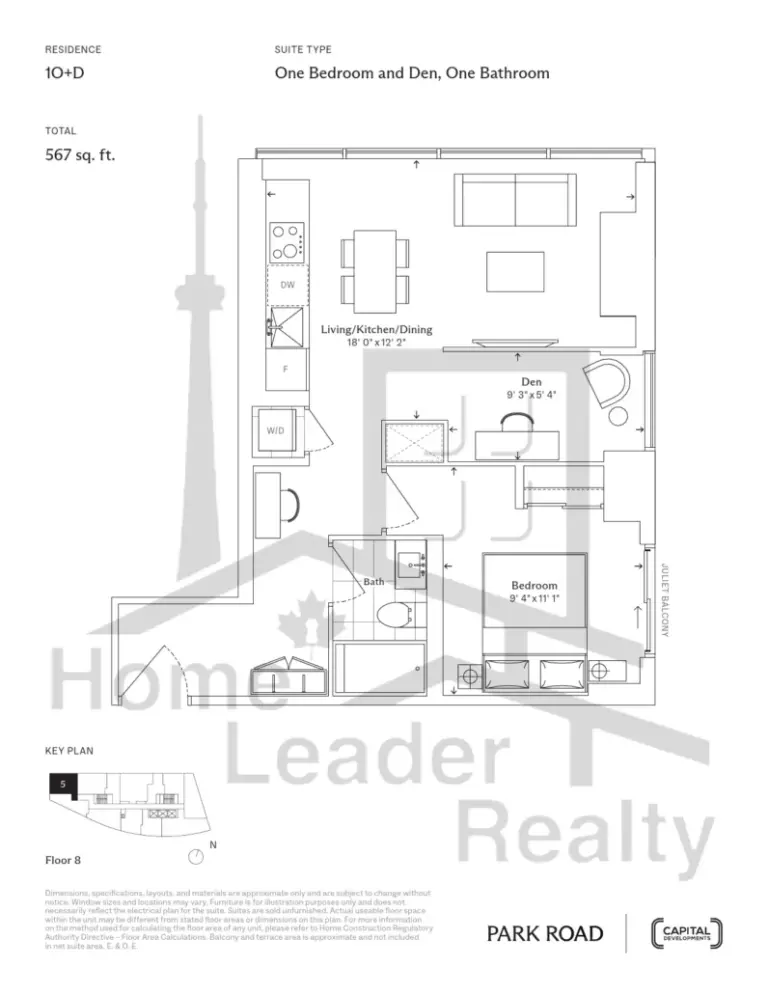 Park Road Condos - 1O+D - floorplan