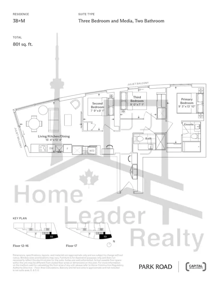 Park Road Condos - 3B+M - floorplan