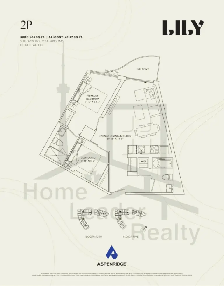 Lily-at-Crosstown-Condos-418-2P-floorplans