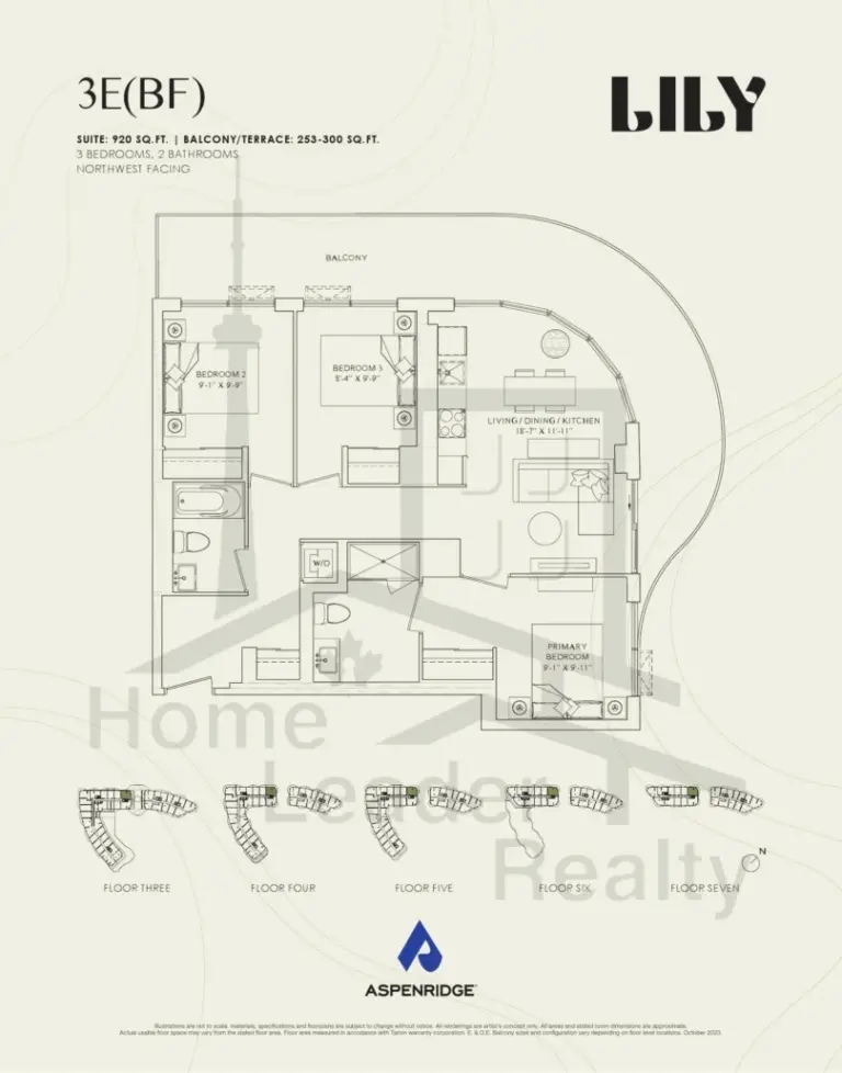 Lily-at-Crosstown-Condos-537-3E(BF)-floorplans