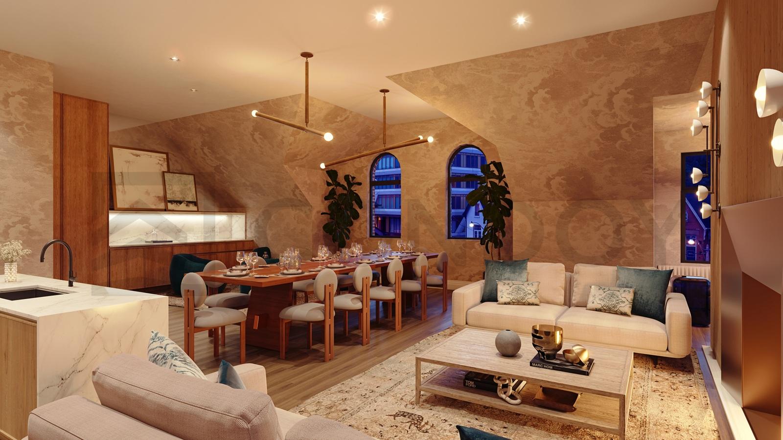 One Ten Avenue Road Condos Lounge Night