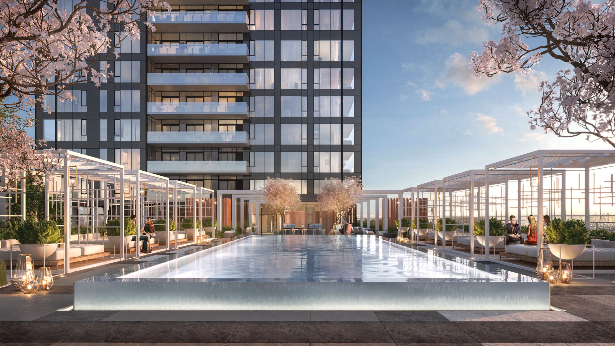 RODEO BUILDING Amenity Pool DUSK
