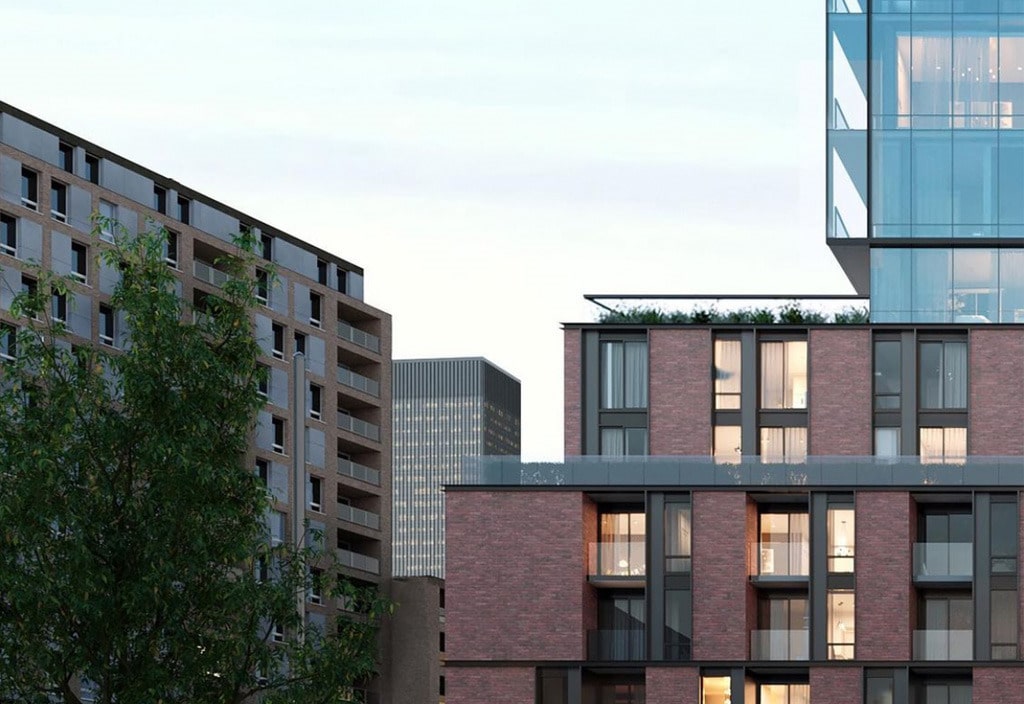 the goode condos Exterior Corner View of Podium and Terrace