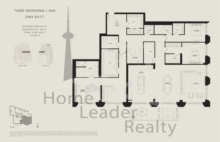 The-Bedford-Condos-2984-SqFt-3B+D-floorplan