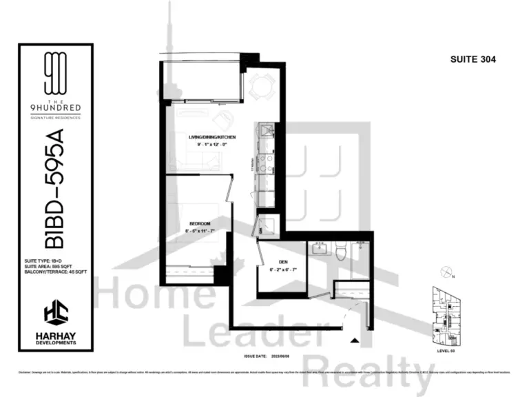 The-9Hundred-Condos-304 -1B+D-floorplan