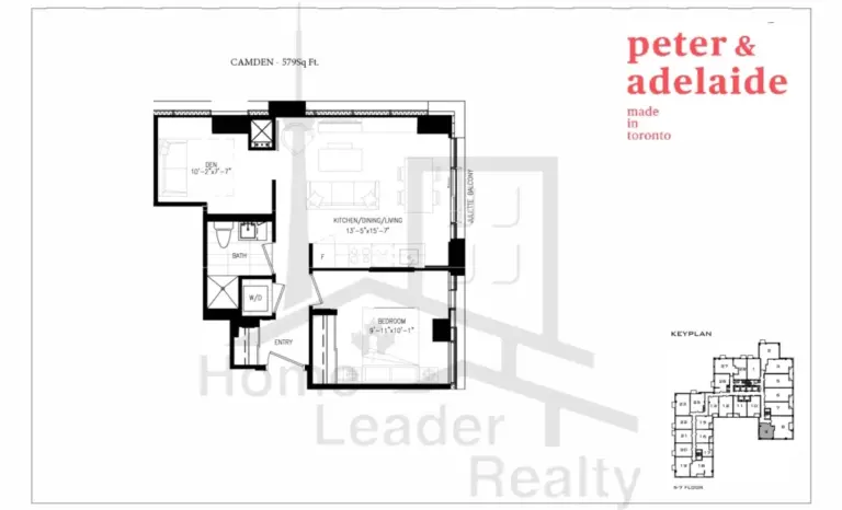 Peter-and-Adelaide-Condos-709-1B+D-floorplan