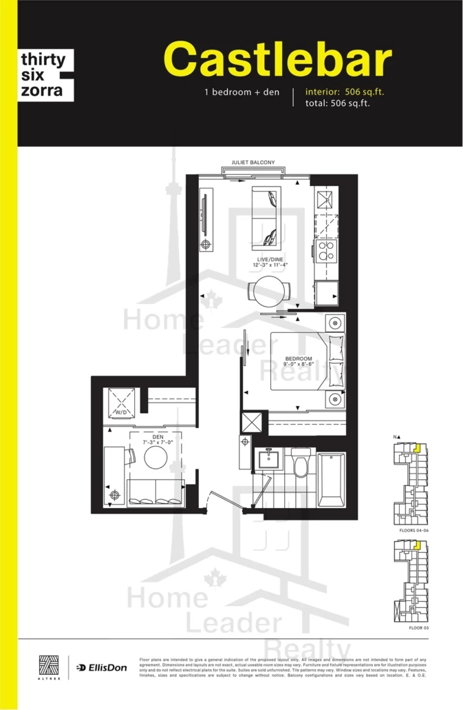 Thirty-Six-Zorra-Condos-614-1B+D-floorplan