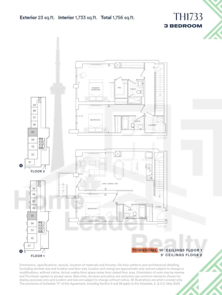 Thompson-Towers-Condos-Townhome-105-3B+D-floorplan