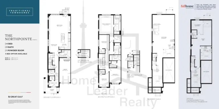 Oakpointe-Townhouse-The-Northpointe-A&B-floorplan