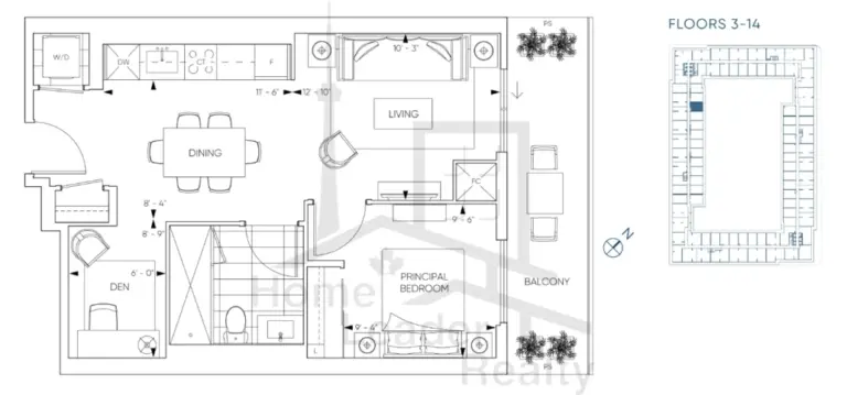 Harbourwalk-Condos-1B+DA-floorplan