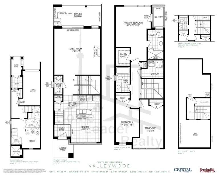 Oakbrook-Towns-Valleywood Elev A/B -floorplan