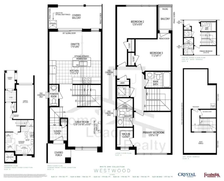 Oakbrook-Towns-Westwood Elev A/B -floorplan