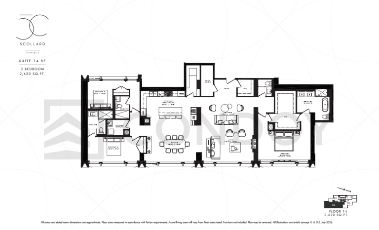 14 BF 50 Scollard Condos | 14 BF | 2620 Sq.Ft. | 3B