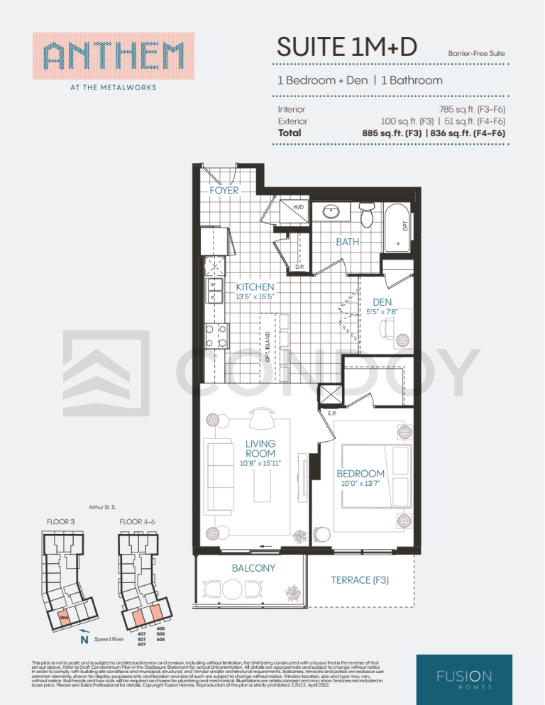 Anthem at The Metalworks Condos Floor Plan 1M+D