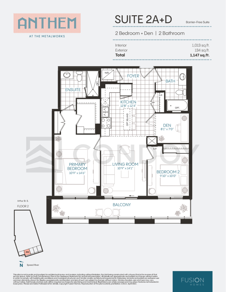 Anthem at The Metalworks Condos Floor Plan 2A+D