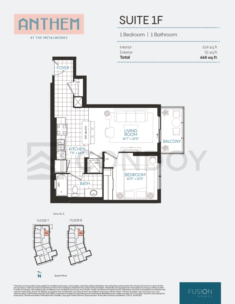Anthem at The Metalworks Condos Floor Plan 1F