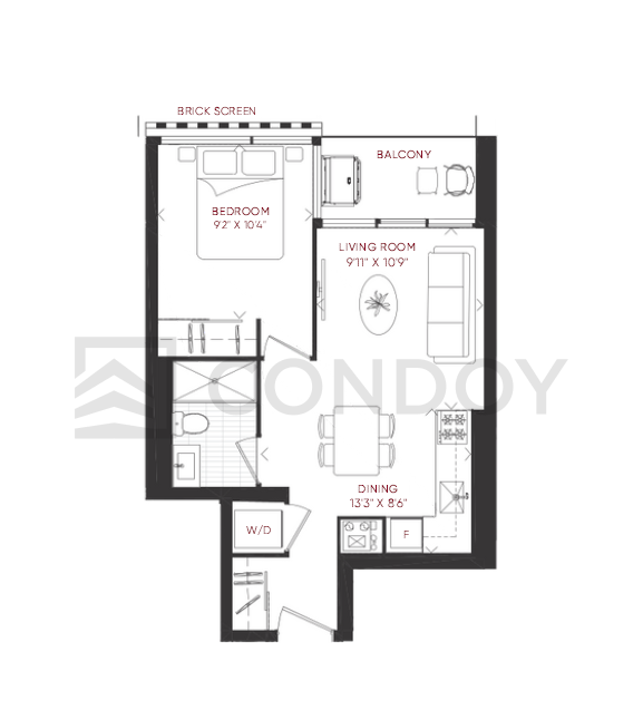 Junction Point Condos 1B_G Model Floor plan