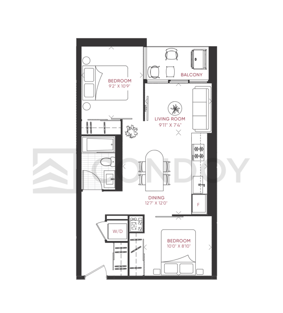Junction Point Condos 2B_M Model Floor plan