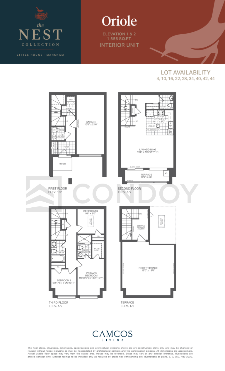 Oriole 1 Townhomes of Little Rouge | Oriole | 1556 SQF | 3B