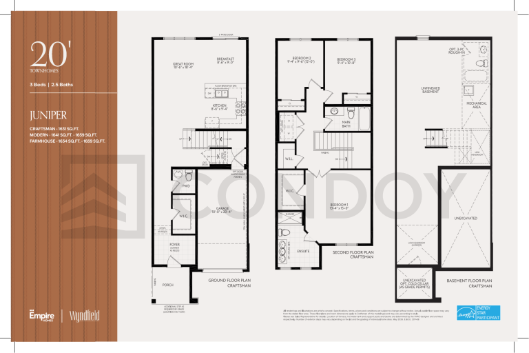 JUNIPER Empire Wyndfield Towns | JUNIPER | 1631 Sq.Ft. | 3B