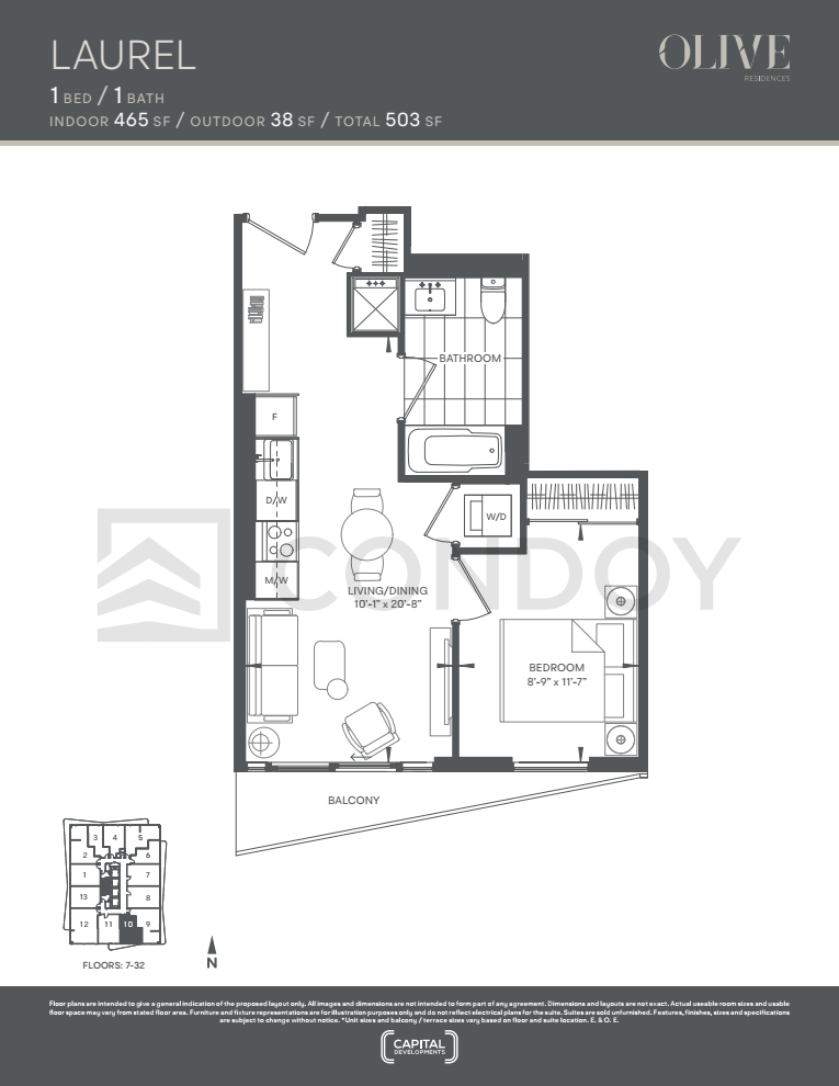 Laurel Olive Residences | Laurel | 465 SQF | 1B