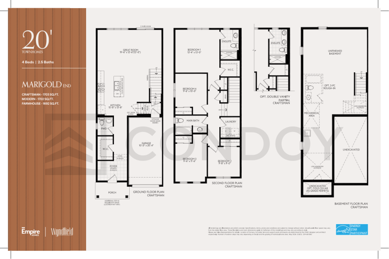 MARIGOLD END Empire Wyndfield Towns | MARIGOLD END | 1703 Sq.Ft. | 4B