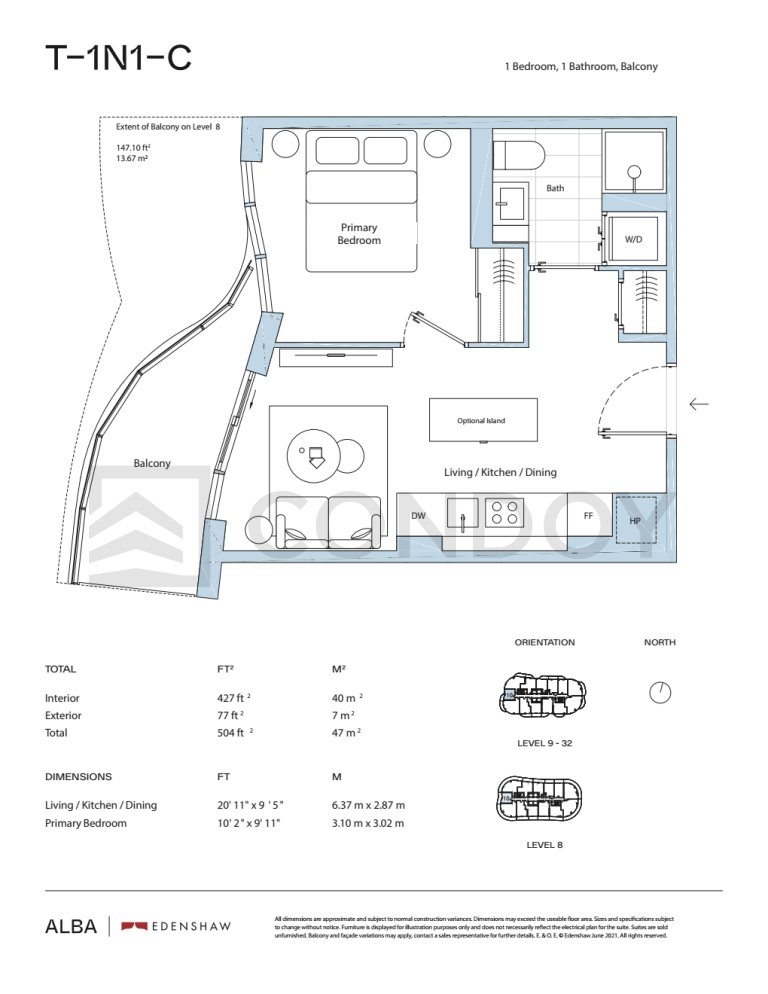 Alba-Condos T-1N1-C-Floorplan