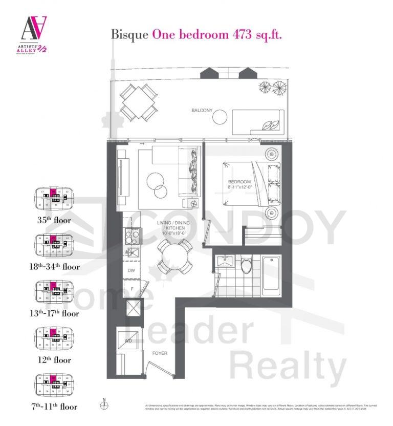 Bisque Artists Alley Condos | Bisque | 473 SQF | 1B