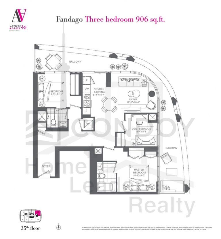 Fandago Artists Alley Condos | Fandago | 906 SQF |3B
