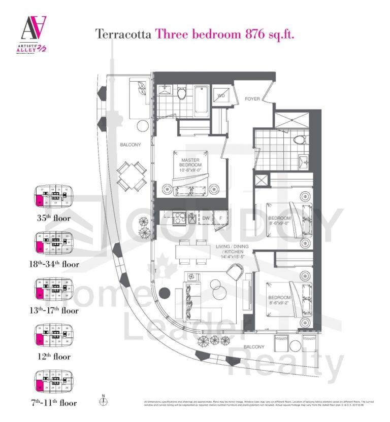 Terracotta Artists Alley Condos | Terracotta | 876 SQF | 3B
