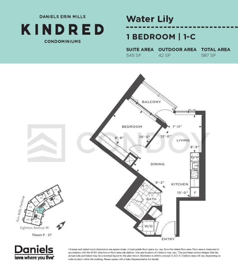 Water Lily Kindred Condos | WATER LILY | 545 SQF | 1B