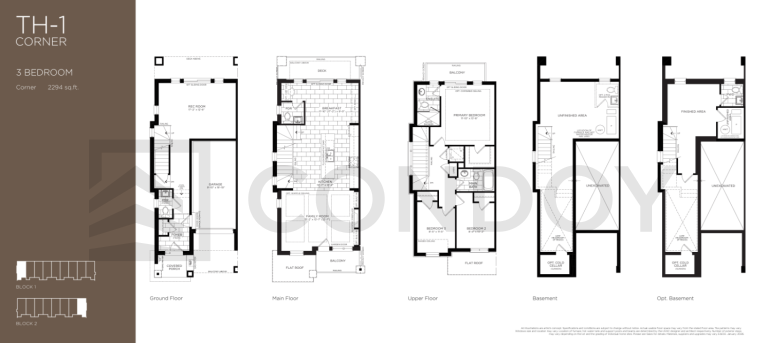 Fifth Avenue Woodbridge TH-1 CORNER Floor Plan